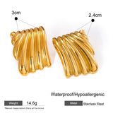 Classic Black and Gold Stud Earrings with Geometric Shape