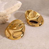 Classic Black and Gold Stud Earrings with Geometric Shape.