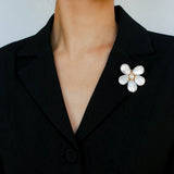 Features a stunning 7-7.5mm natural freshwater baroque pearl as the centerpiece, surrounded by artistically sculpted shell petals and vibrant red agate/black onyx accents. This flower brooch blends vintage charm with modern "light luxury" style, making it a captivating focal point for any outfit.