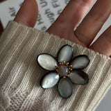 Features a stunning 7-7.5mm natural freshwater baroque pearl as the centerpiece, surrounded by artistically sculpted shell petals and vibrant red agate/black onyx accents. This flower brooch blends vintage charm with modern "light luxury" style, making it a captivating focal point for any outfit.
