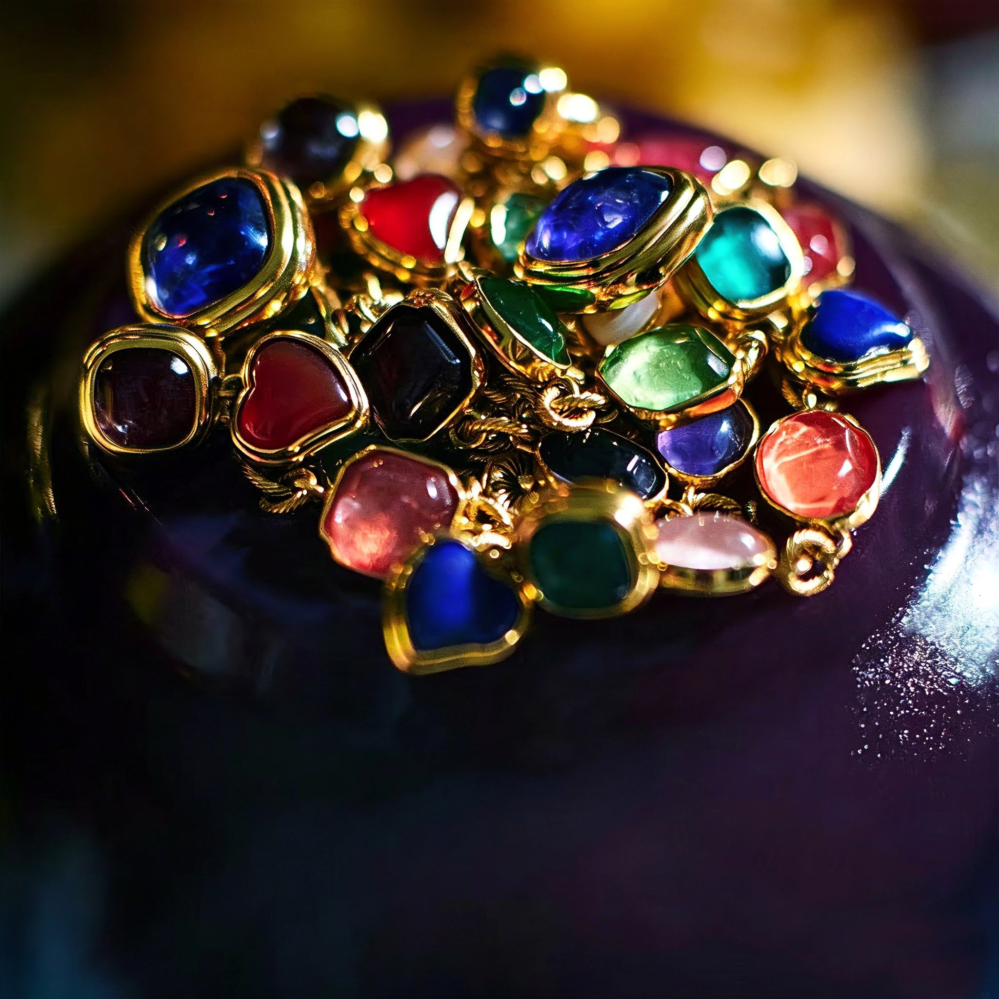 These French vintage-style drop earrings feature a geometric design, crafted with polished gold-tone metal settings. Each earring is adorned with two linked gemstone pendants: a cushion-cut square top and a heart-shaped bottom, made from natural agate in rich, varied hues like warm orange, deep blue, forest green, and vibrant red. The elegant, retro silhouette blends classic charm with a bold, colorful aesthetic, perfect for adding a statement touch to any look.