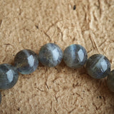 This grey moonstone bracelet consists of 17 grey moonstone and 1 clear quartz. It's mystery and elegant.
