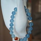 Aquamarine and Red Rutilated Quartz Bracelet - Limited Edition Spiritual Jewelry