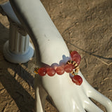 Handmade Bracelet with Cat‘s Paw Loop, Strawberry Quartz and White Phantom Quartz
