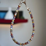 This is a minimalist necklace bracelet set with Peanut shape glass beads.
