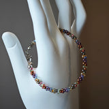 This is a minimalist necklace bracelet set with Peanut shape glass beads.
