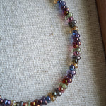 This is a minimalist necklace bracelet set with Peanut shape glass beads.