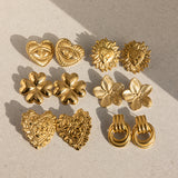 18K Gold Plated Stainless Steel Earrings | Heart, Flower & Sun Minimalist Jewelry for Women