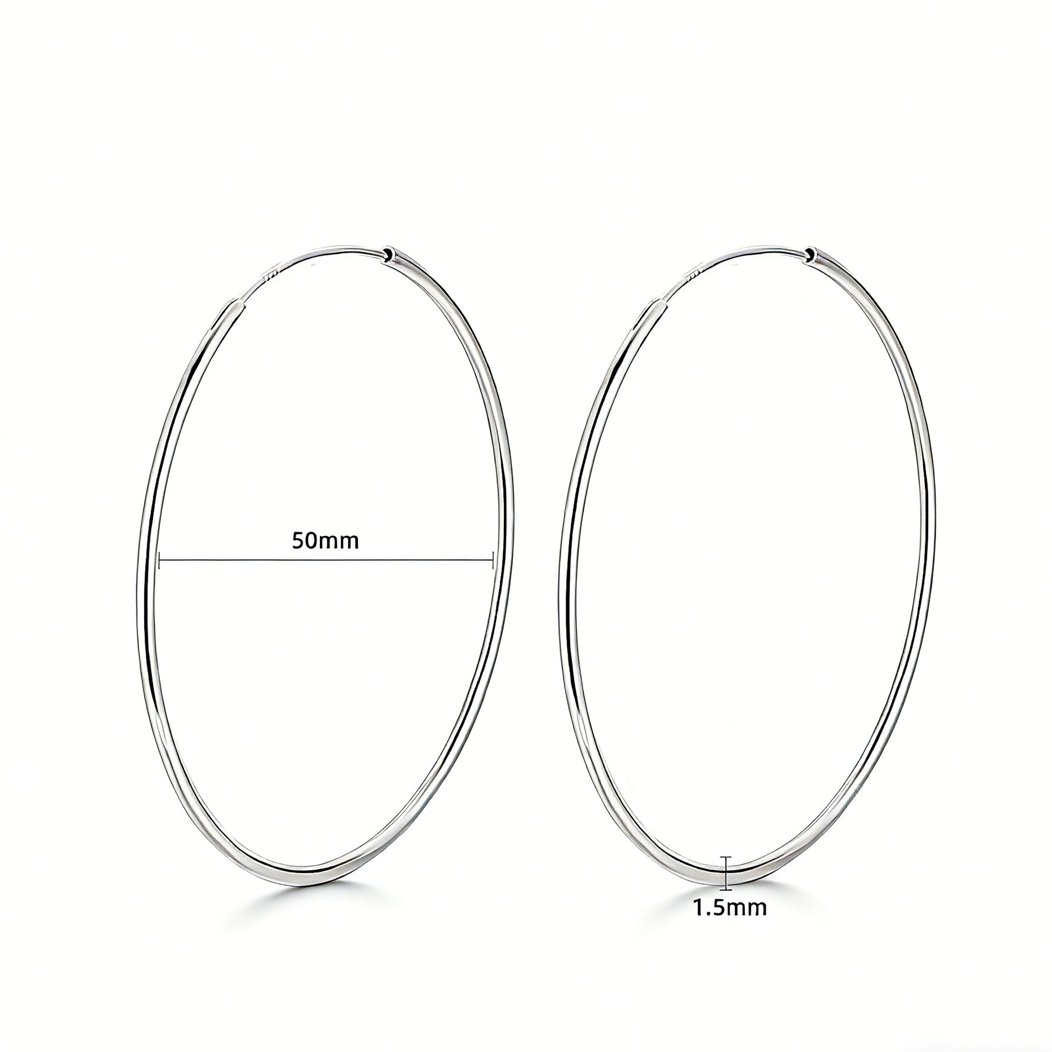 These S925 sterling silver hoop earrings feature a sleek, polished circular design with a smooth, reflective finish. They showcase a classic minimalist silhouette with a seamless, slender wire construction that exudes understated elegance. The polished surface catches light beautifully, highlighting their timeless and versatile appeal.