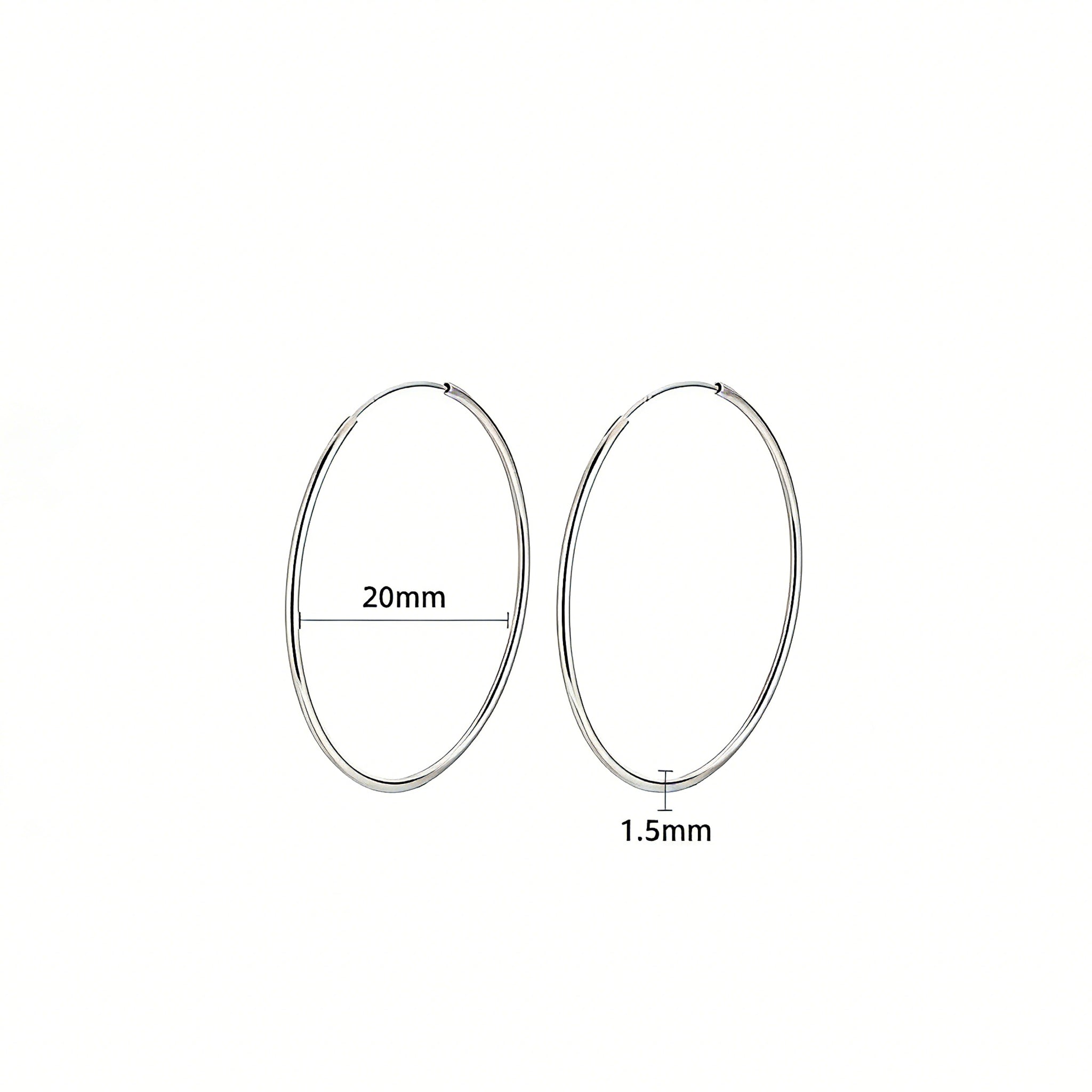 These S925 sterling silver hoop earrings feature a sleek, polished circular design with a smooth, reflective finish. They showcase a classic minimalist silhouette with a seamless, slender wire construction that exudes understated elegance. The polished surface catches light beautifully, highlighting their timeless and versatile appeal.