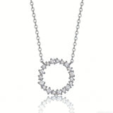 This S925 silver necklace features a delicate circular pendant encrusted with shimmering moissanite stones, forming an elegant open-circle silhouette. The slender silver chain complements the pendant perfectly, lending a refined and timeless charm to the piece. Its minimalist yet sparkling design makes it a versatile accessory for various occasions.