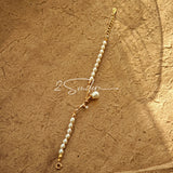 This bracelet is inspired by the romantic concept of "intertwined destiny," the vintage gold color sterling silver gently wraps together like vines. The end of the vines are plated lustrous Freshwater Pearls, symbolizing the beautiful bonds of life.