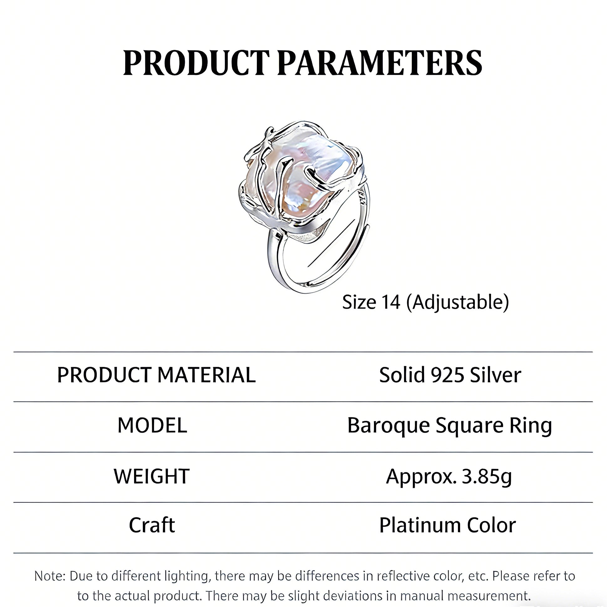 This adjustable S925 sterling silver ring features a striking baroque pearl at its center, set within an organic, flowing silver frame that wraps around the irregular, lustrous gemstone. The open, sculptural metalwork creates a modern, artistic silhouette, showcasing the pearl's natural, one-of-a-kind texture and soft iridescence. The sleek, polished silver band complements the unique pearl, making it a standout piece with a contemporary, bohemian aesthetic.
