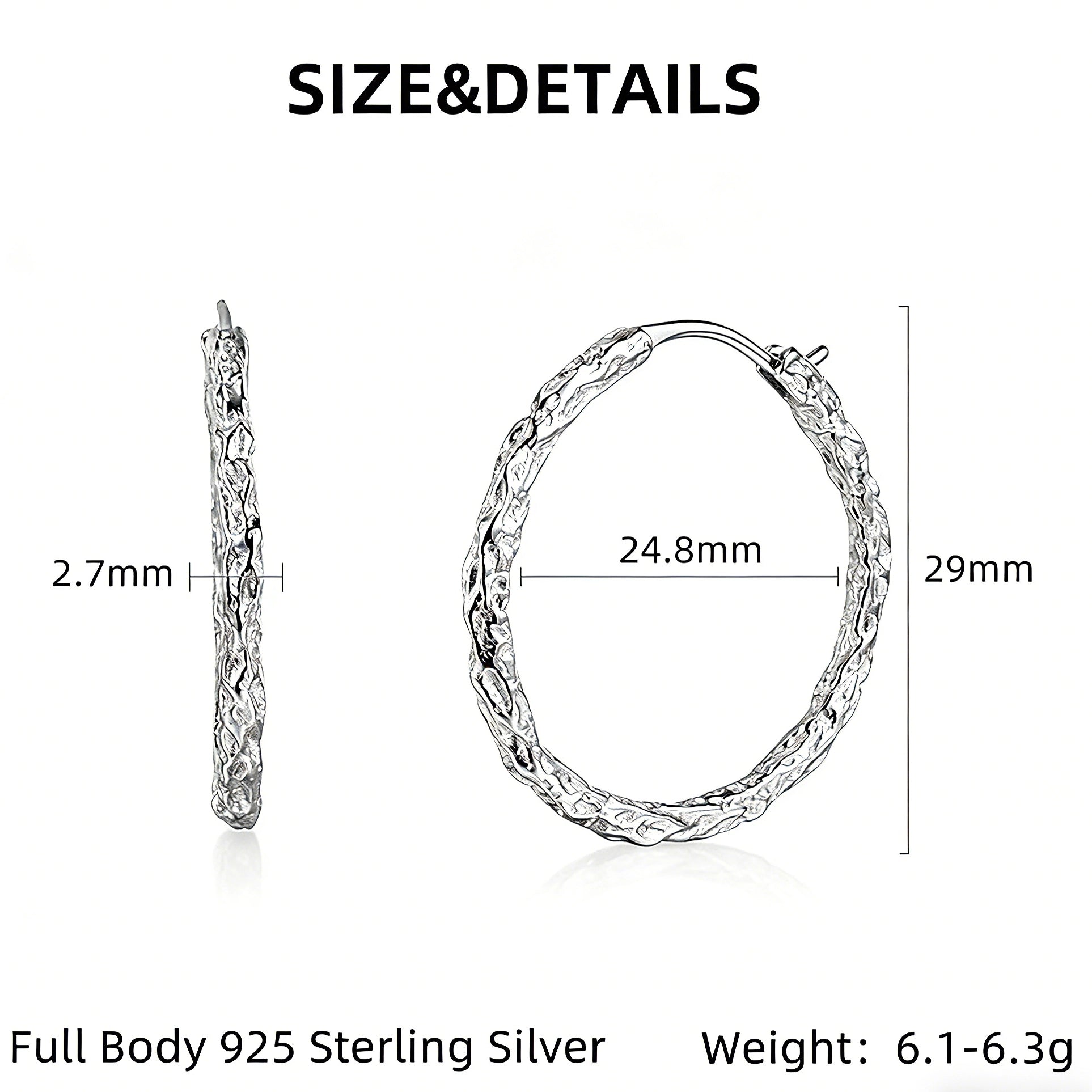 These S925 sterling silver hoop earrings feature a textured, molten lava-like finish in a warm gold tone. The organic, uneven surface creates a rugged, handcrafted appearance, while the classic oval hoop shape adds a timeless, elegant touch to the design. The secure post-back closure ensures comfortable all-day wear.