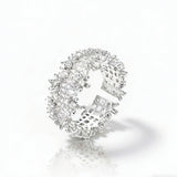 This snowflake zircon open ring features an intricate and textured band, adorned with clusters of sparkling zircon stones that mimic delicate snowflakes. Its adjustable open design ensures a comfortable fit, while the polished copper alloy metal reflects light beautifully, creating an elegant, frosty aesthetic. The detailed craftsmanship gives it a luxurious, eye-catching appearance ideal for adding a wintry charm to any look.